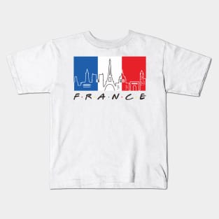 france flag and skyline Kids T-Shirt